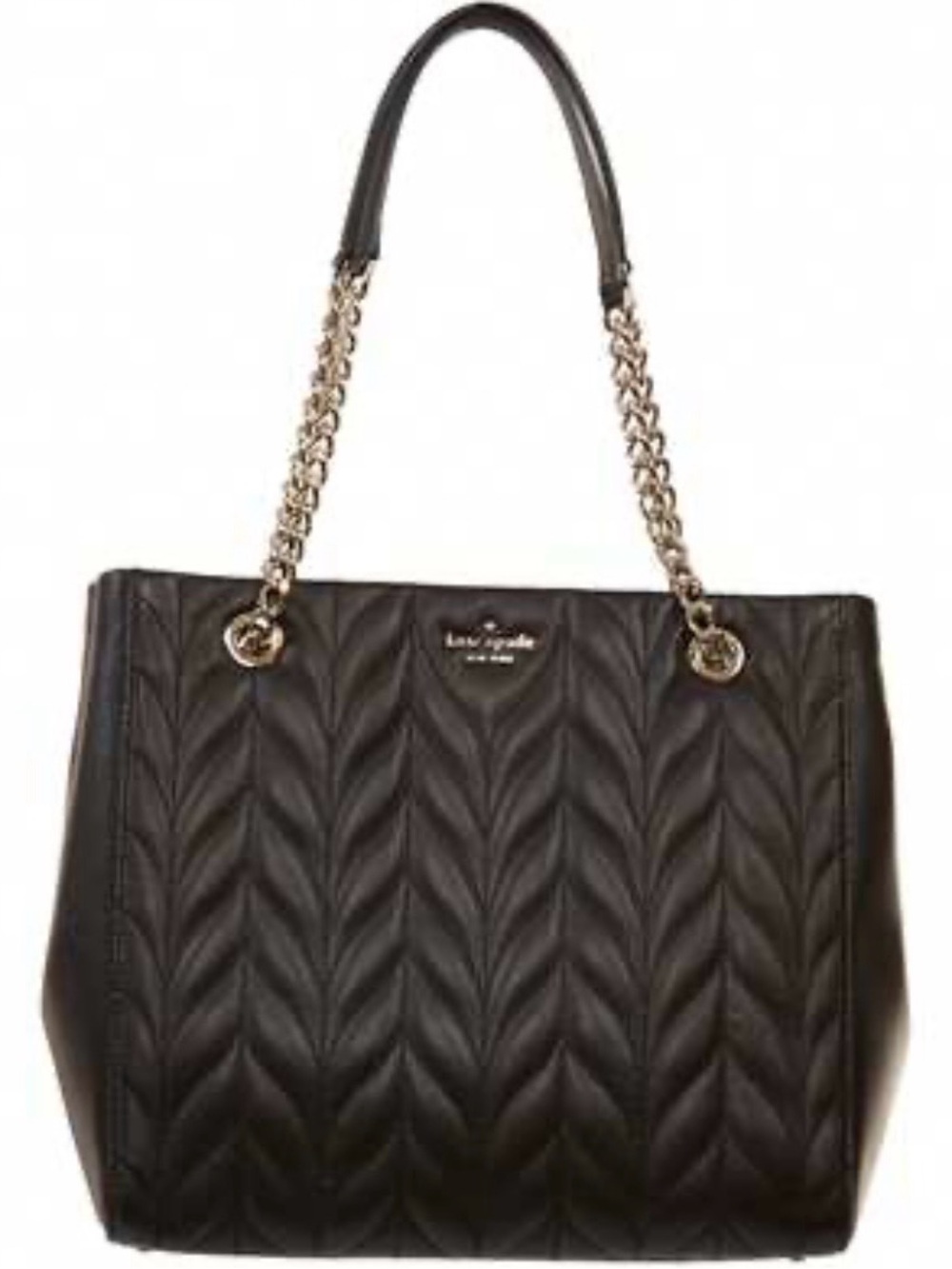 kate spade Black Quilted Tote with Gold Chain Handles